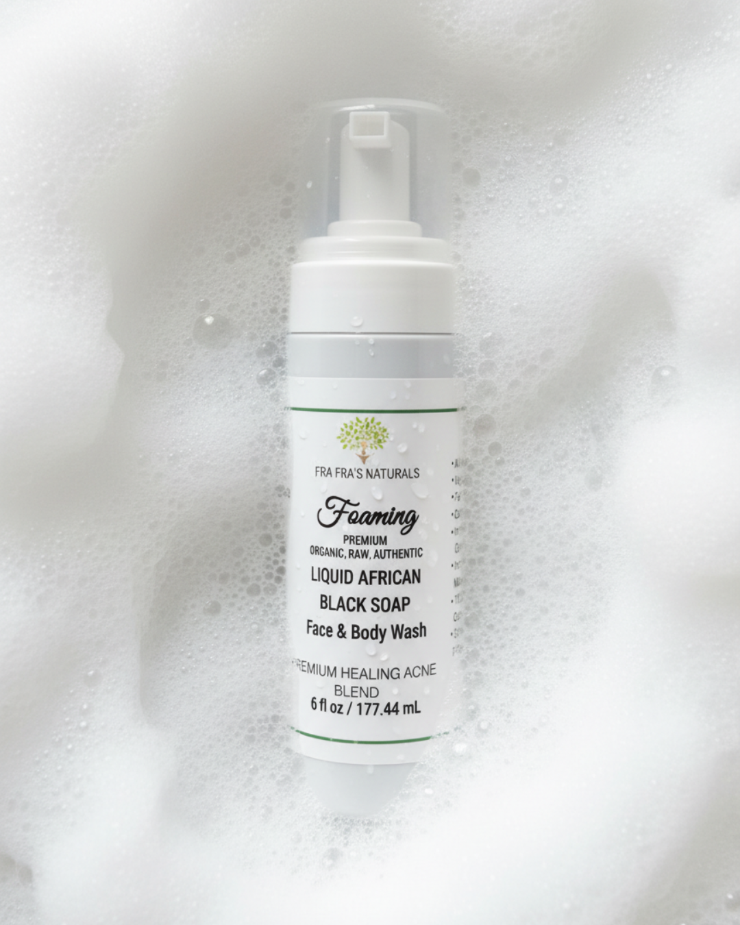 Fra Fra's Naturals | Premium Healing Acne Foaming African Black Soap Face and Body Wash