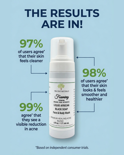 Fra Fra's Naturals | Premium Healing Acne Foaming African Black Soap Face and Body Wash