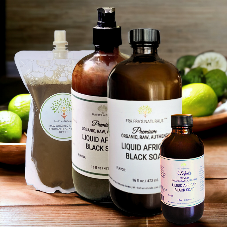 Fra Fra's Naturals | Premium Healing Anti-Anxiety Blend Raw Organic Liquid African Black Soap