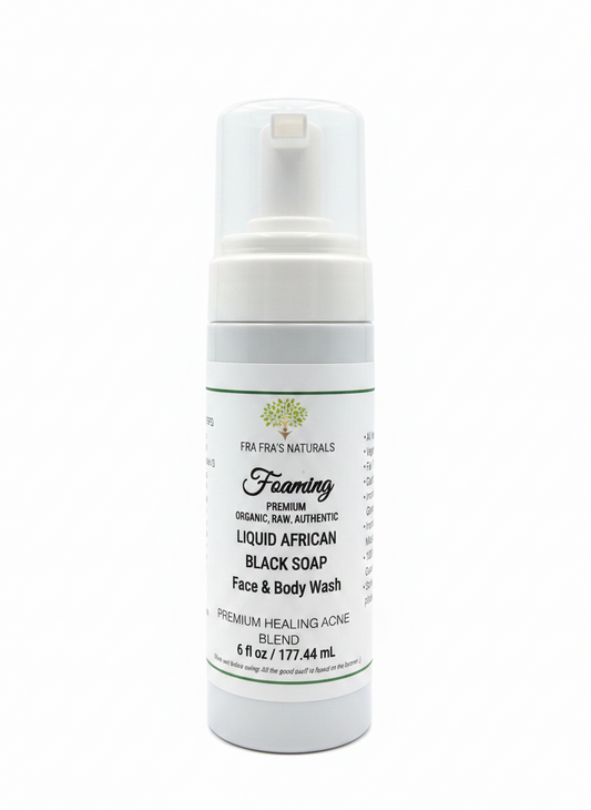 Fra Fra's Naturals | Premium Healing Acne Foaming African Black Soap Face and Body Wash